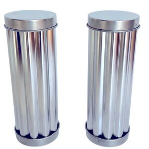 Two Vintage Pampered Chef Silver Decorative Scalloped Bread Tubes.